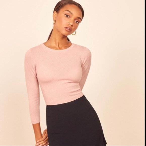 Reformation Sweaters - Reformation Pink Cropped Cashmere Sweater